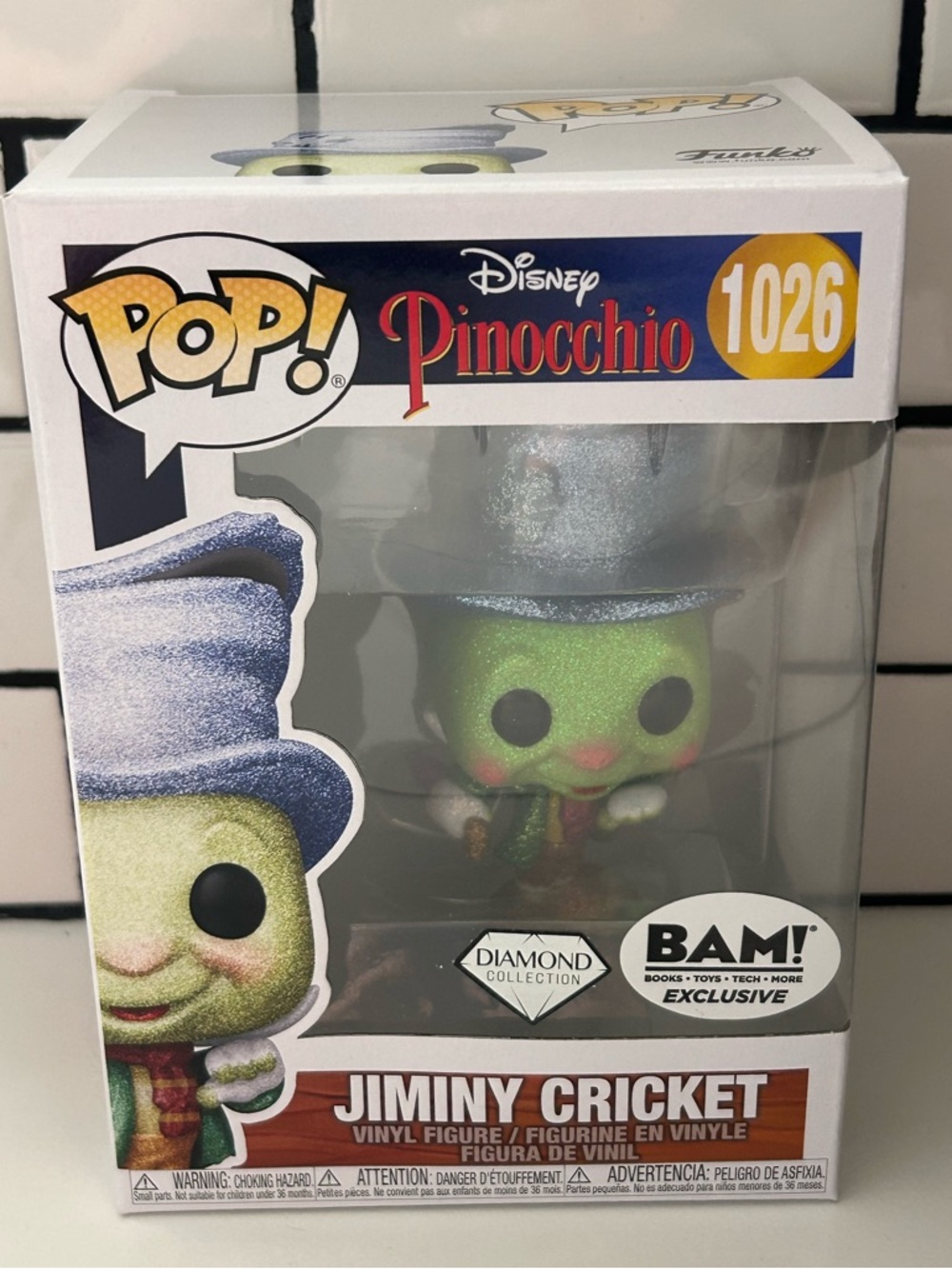 Jiminy Cricket Funko 1026 Diamond Collection BAM Exclusive MIB Disney Pinocchio
